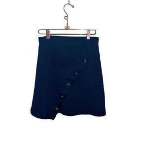 all:Row Asymmetric Wrap Skirt Women%E2%80%99s Small Stretch A-line‎ Buttons Navy